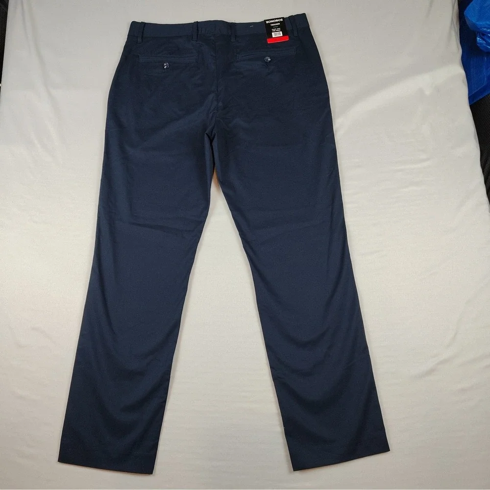 Bonobos Slim Fit Chino Pants Mens 34x30 Navy Flat Front Casual NWT Office Travel